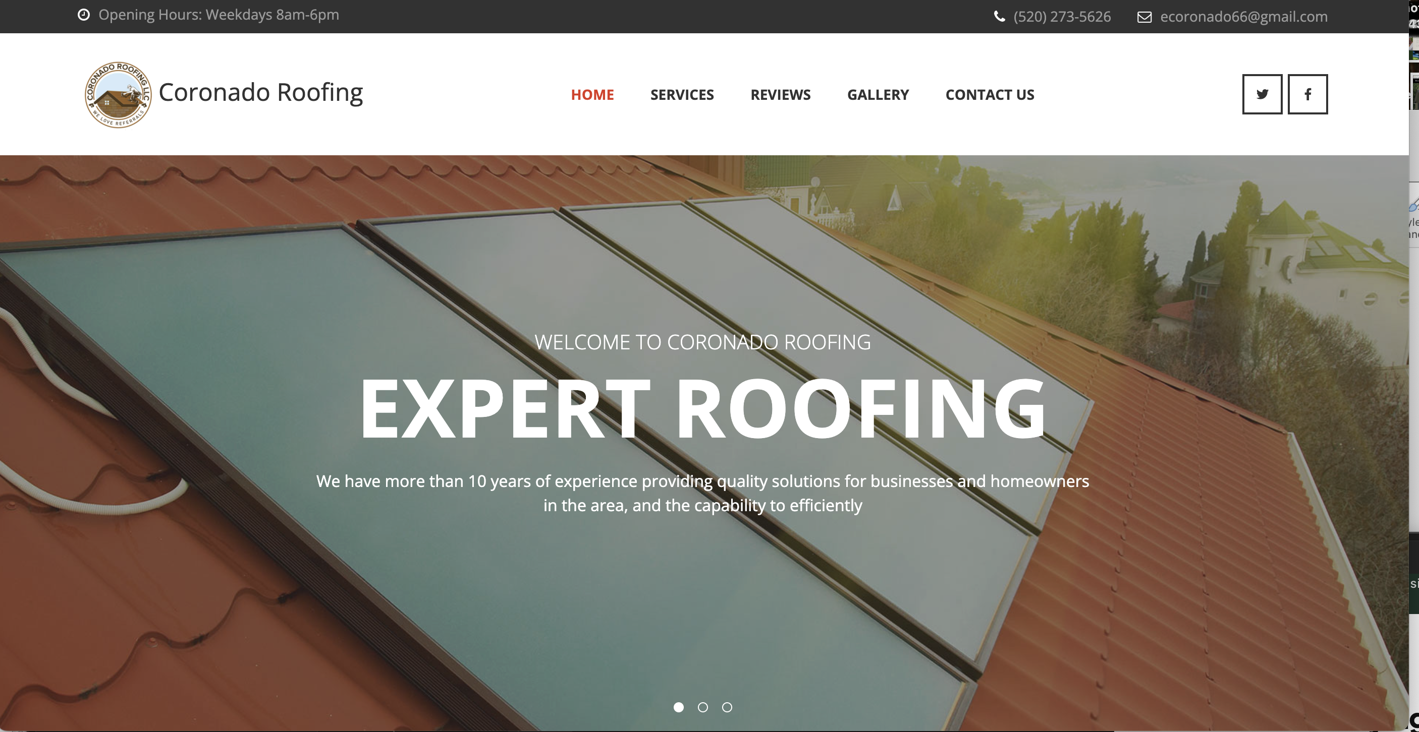 Coronado Roofing's old website