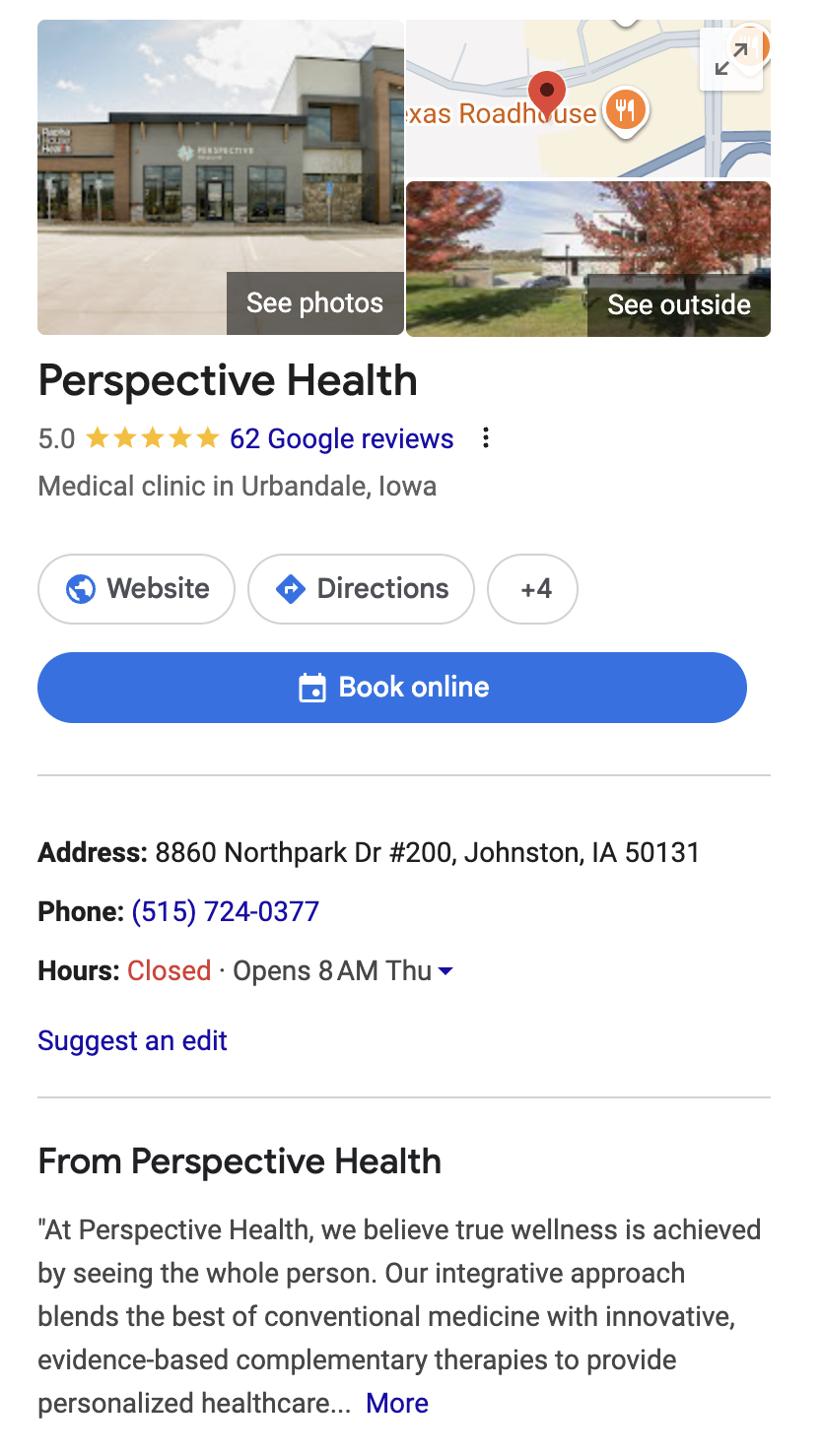 Perspective Health Google Business Profile