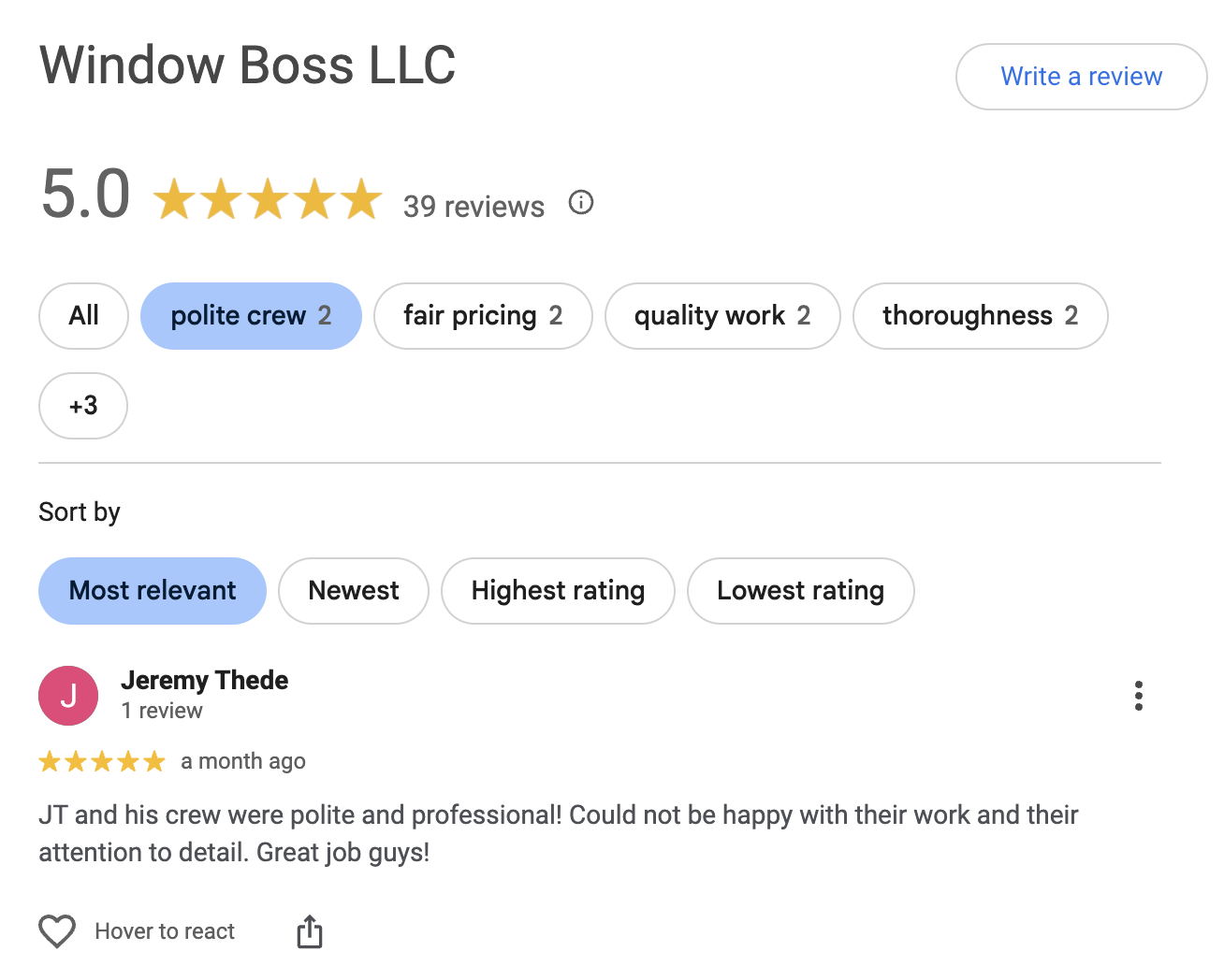 Google reviews